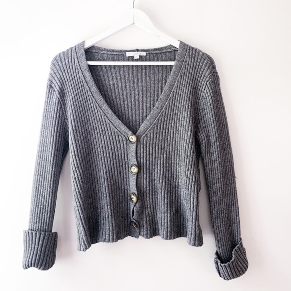 Grey Ribbed Cardigan - Picture 1 of 10